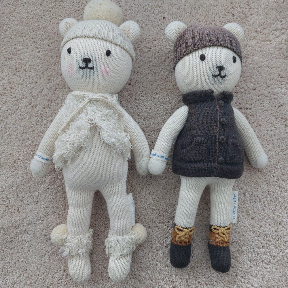 2 Cuddle + Kind Stella and Hudson Polar Bear stuffy